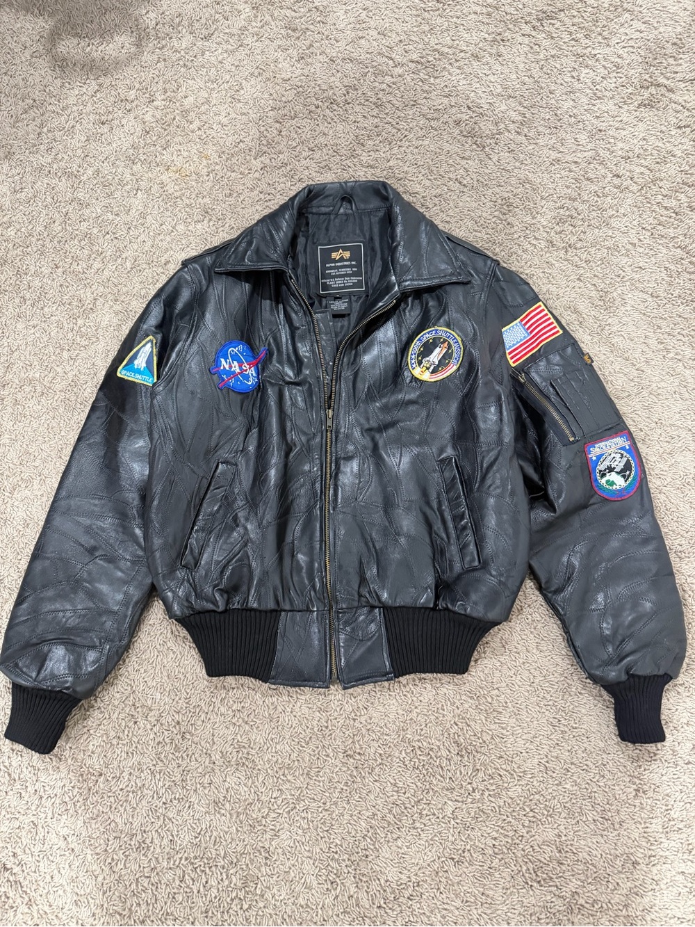 Alpha Industries Vintage NASA leather bomber jacket